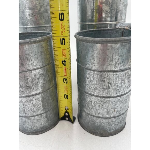 Set Of 4 Rustic Galvanized Metal Measuring Cups & Pitchers For Farmhouse-Style D - Picture 3 of 4